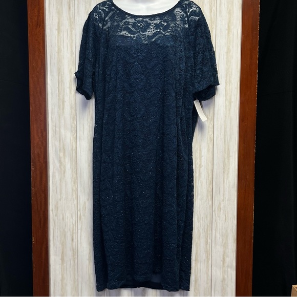 Candalite Women’s Navy Blue Simmer Stretch Lace Dress Size 2X - Picture 11 of 12